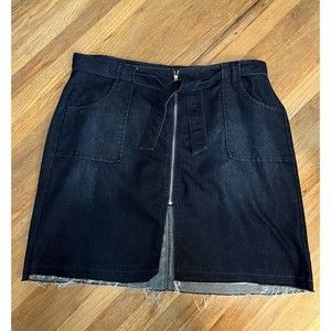 Ashley Stewart Womens Plus Modest Denim Jean Skirt Maxi Dk Wash Pockets 26